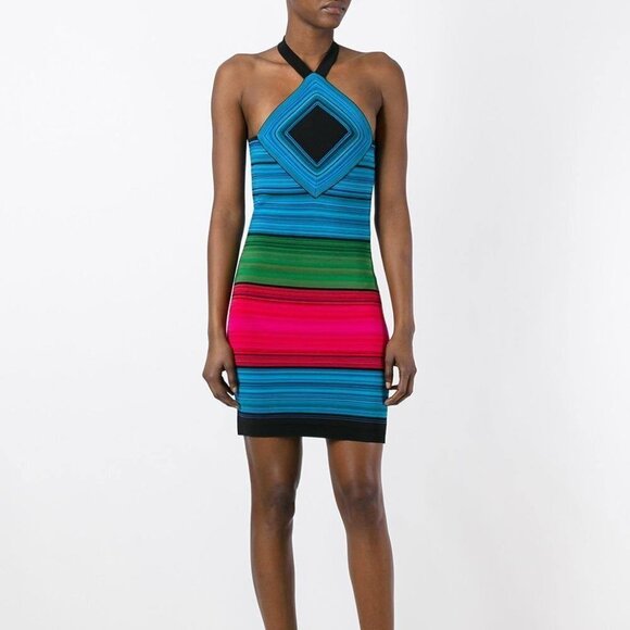 Balmain Authentic Striped Halter Bodycon Mini Dress $2215 - Picture 1 of 11